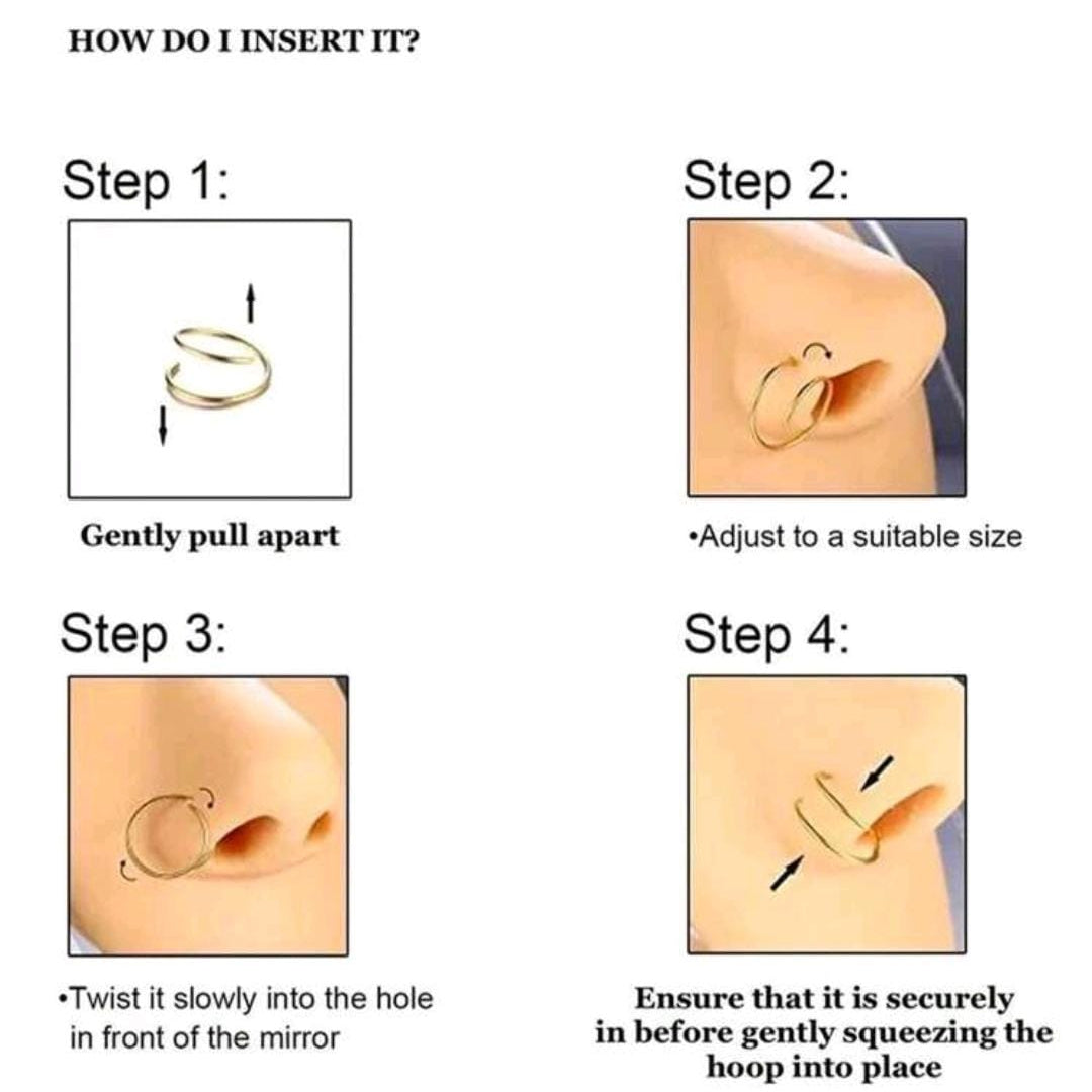 Double Spiral Nose Ring (For Pierced nose only)