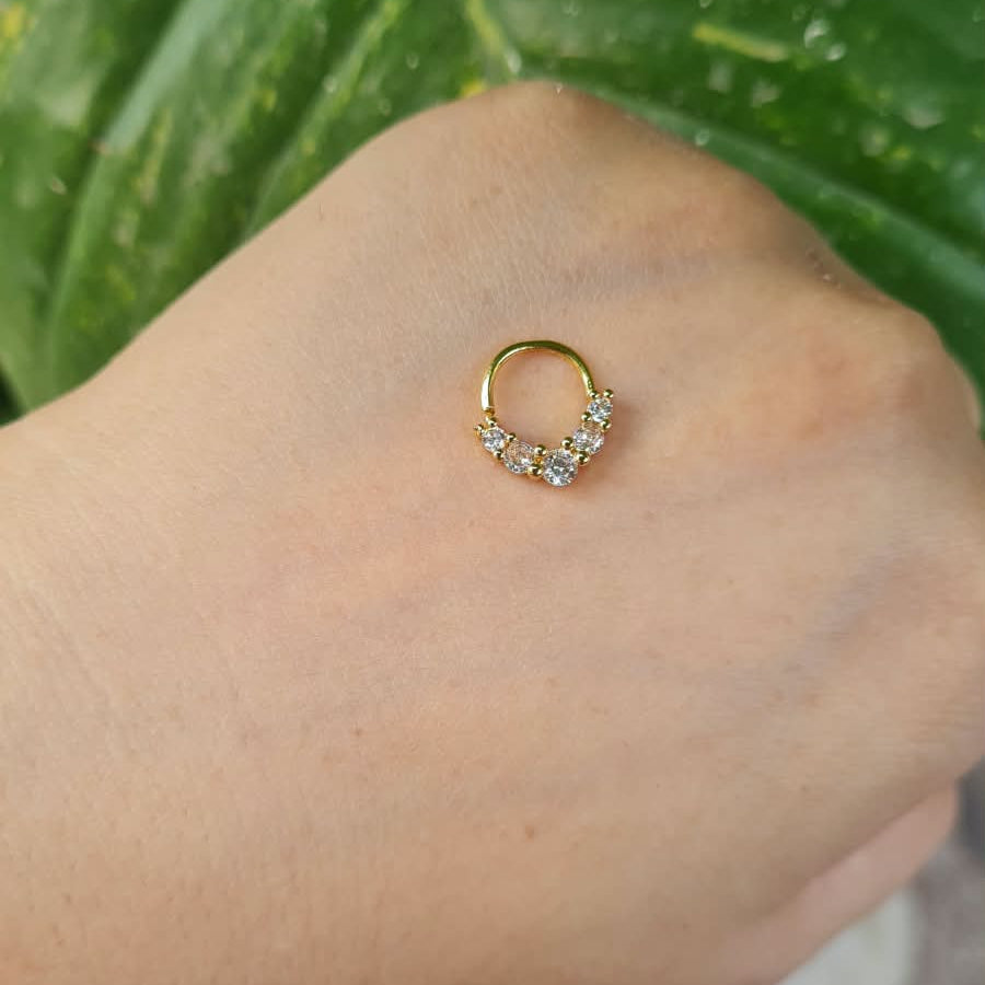 5-Stone Front-Inlay Nose Ring