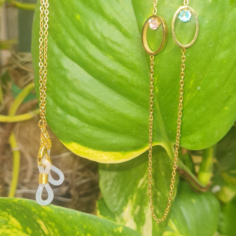 Multi-stones Eyeglasses Chain- Stainless steel