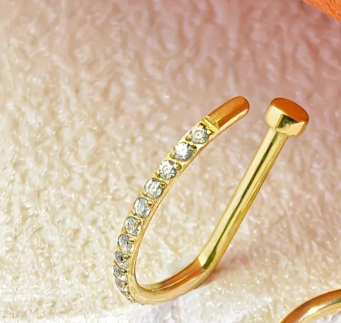 D- shaped Nose Ring (non- pierced nose)