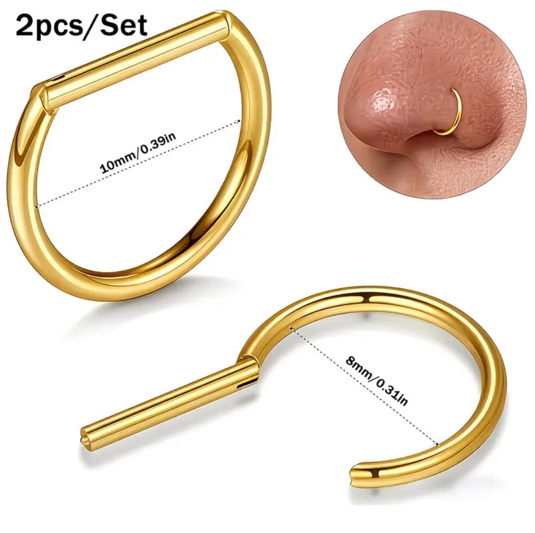 D-Shape Nose Ring (1-Pc-For Pierced Nose Only)