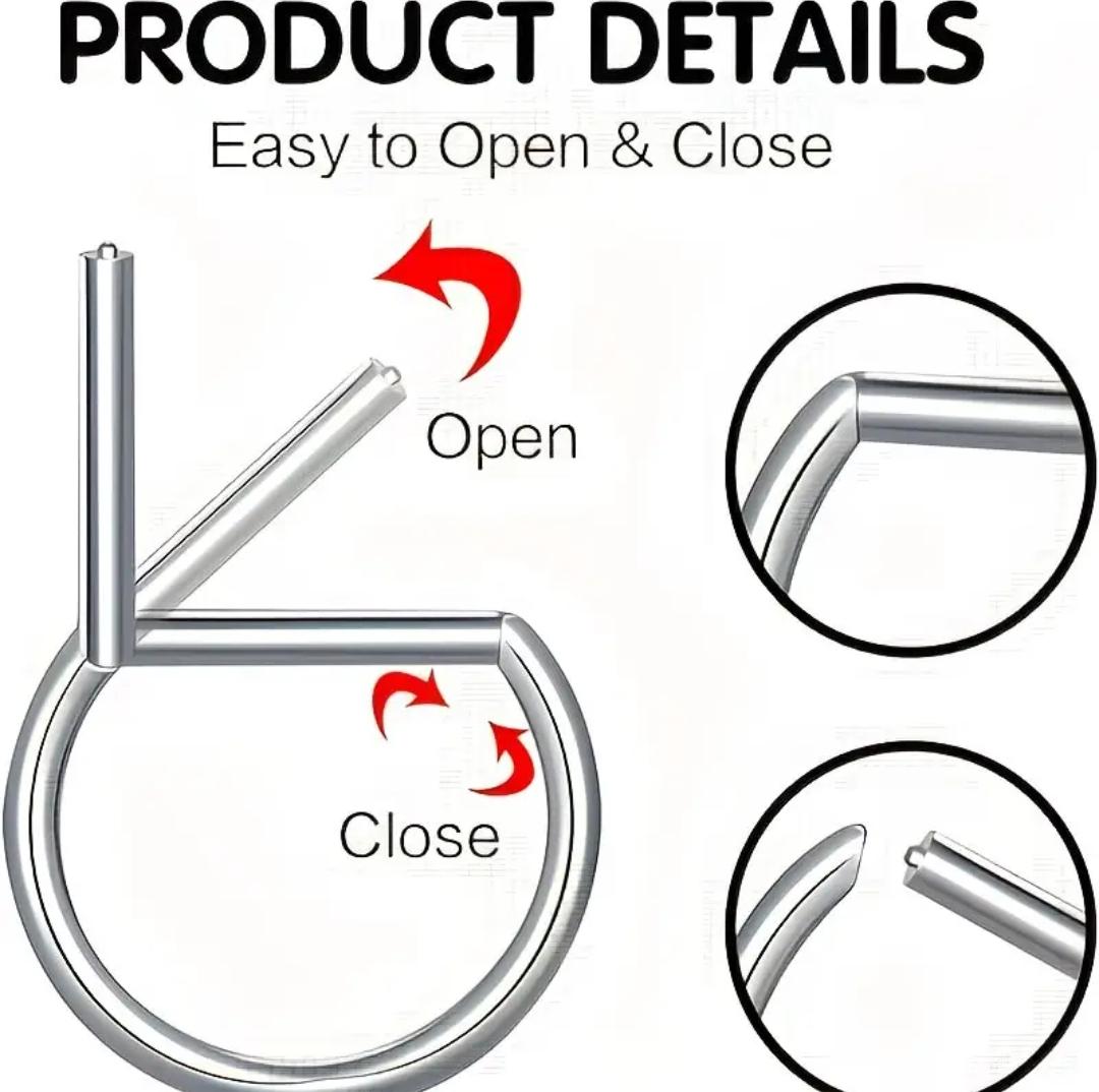 D-Shape Nose Ring (1-Pc-For Pierced Nose Only)