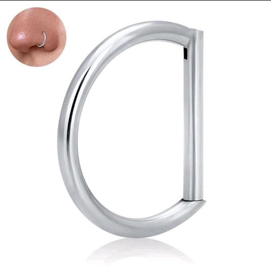 D-Shape Nose Ring (1-Pc-For Pierced Nose Only)