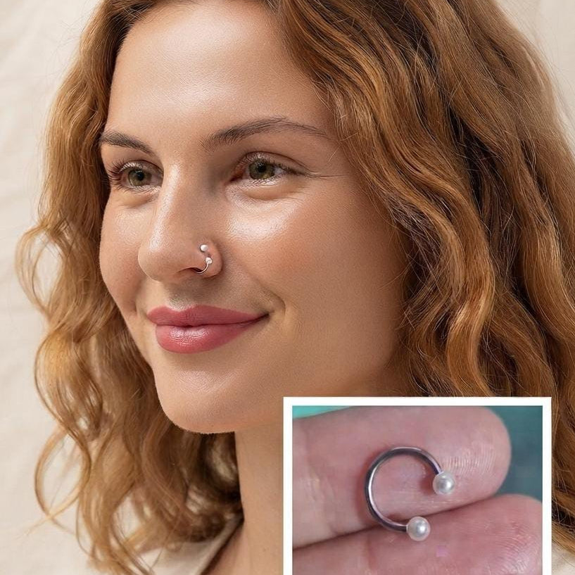 Pearl Nose Ring (Single Piece-For Pierced Nose only)
