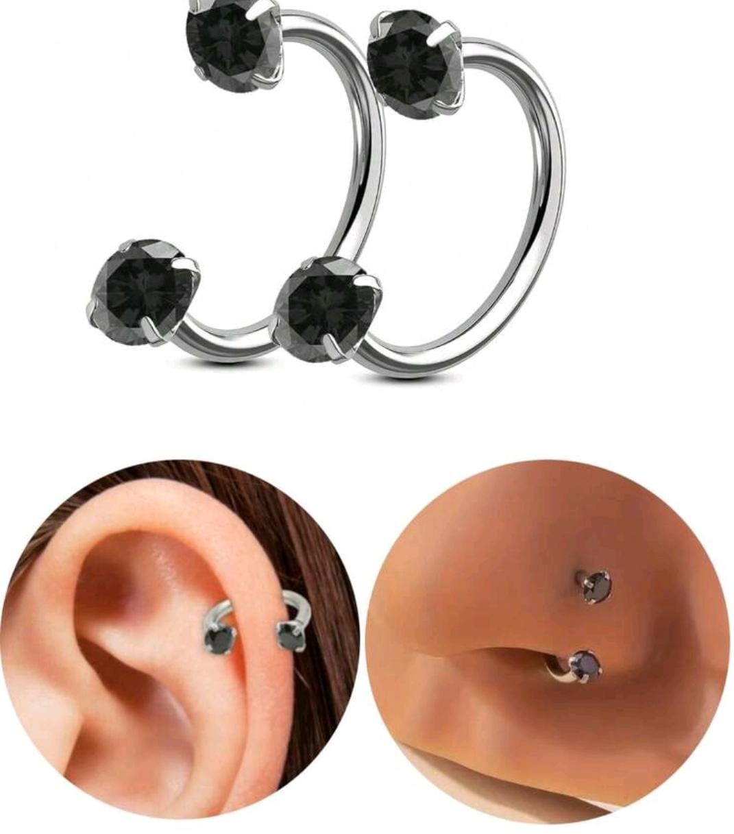 Nose Ring With Screw Rhinestone (Single Piece, Pierced nose only)