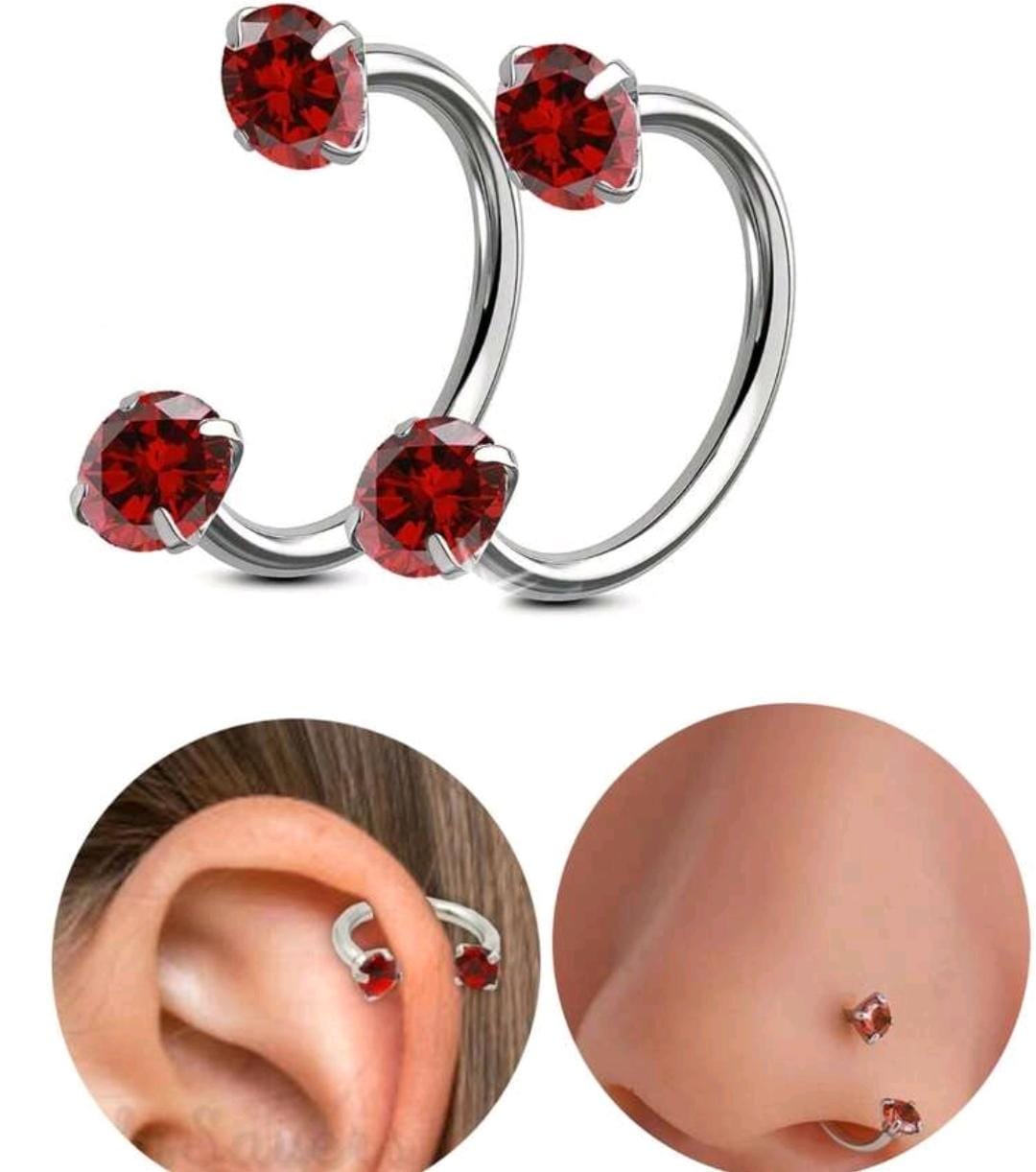 Nose Ring With Screw Rhinestone (Single Piece, Pierced nose only)