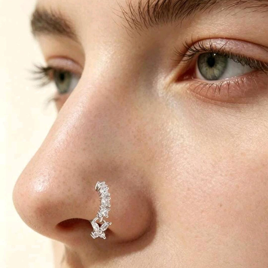 Butterfly Hanging Nose Ring (For Pierced Nose)
