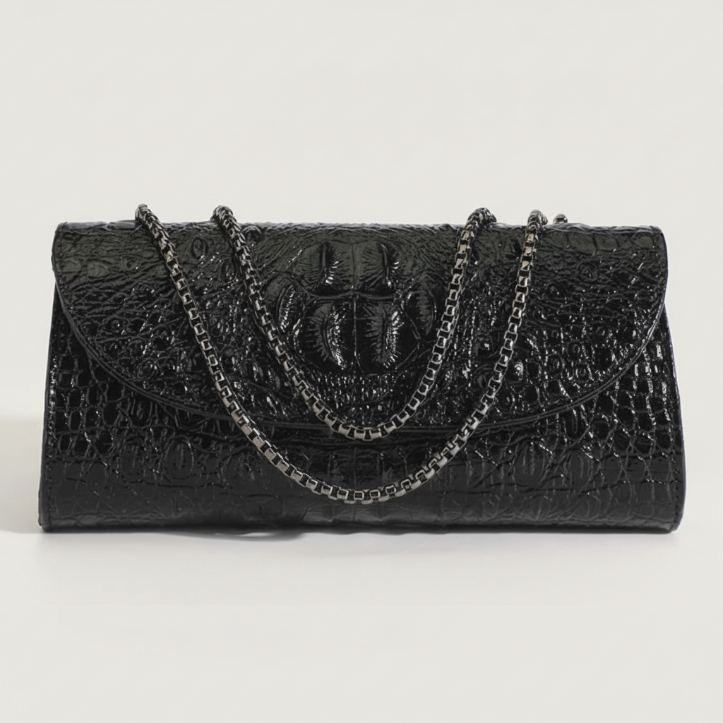 Vintage Snakeskin Black Bag