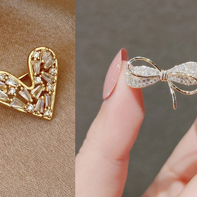 Heart and Bowknot (pack of 2 brooches)
