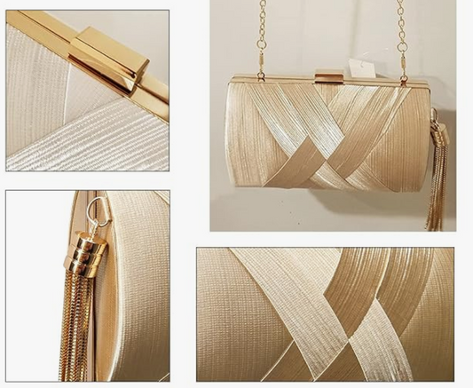 Elegant braided clutch in Gold
