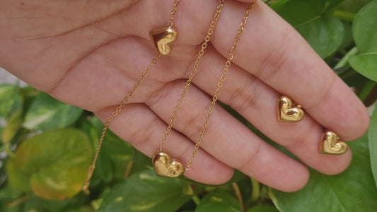 Mini Heart- Gold plated 3 piece Necklace set