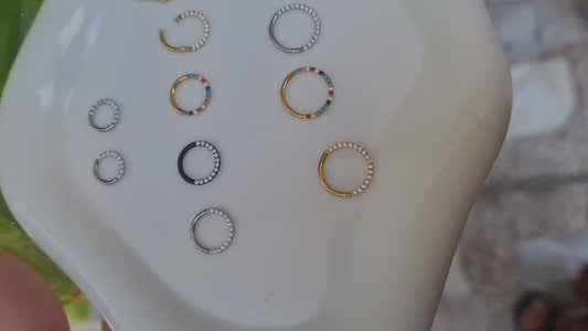 Nose Ring with Rhine stones FRONT INLAY STONES (1 Piece for pierced nose)
