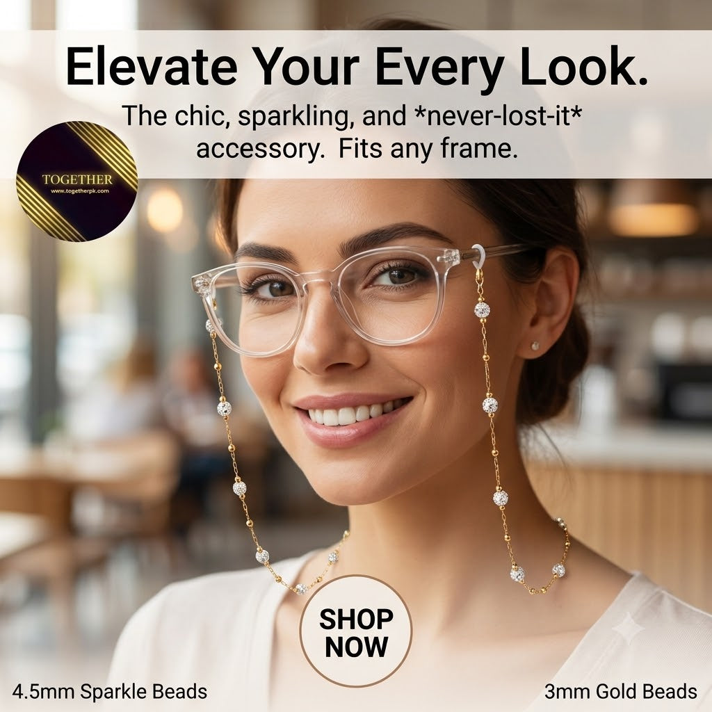 Stainless Steel Sparkle Glasses Chain (long)